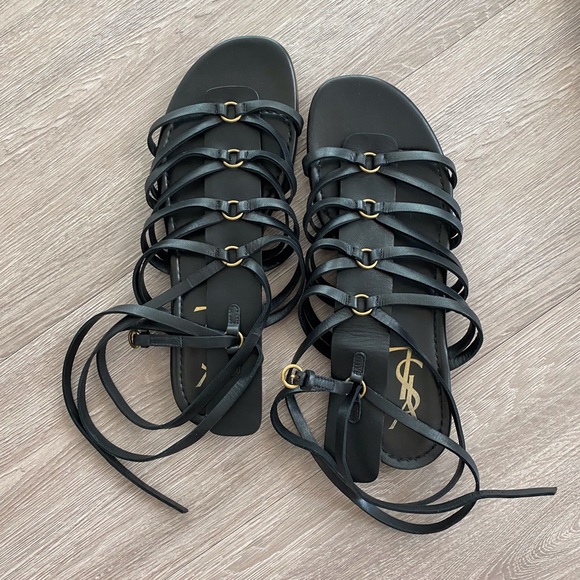 Yves Saint Laurent black strappy sandal size 37.5 - Picture 3 of 15